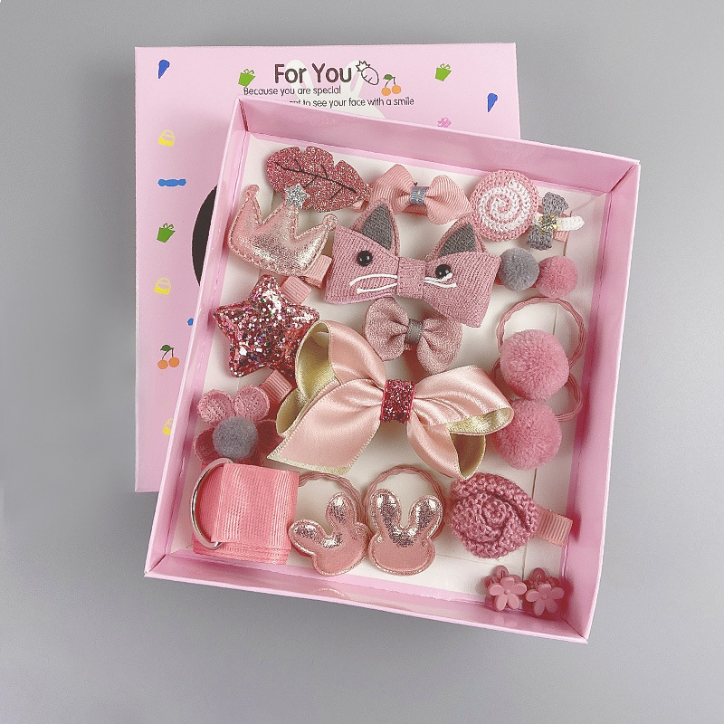 Korean style hair accessories children's hair clip 18 pcsset girl's headdress baby cute hair ring girl's hair clip baby's head rope