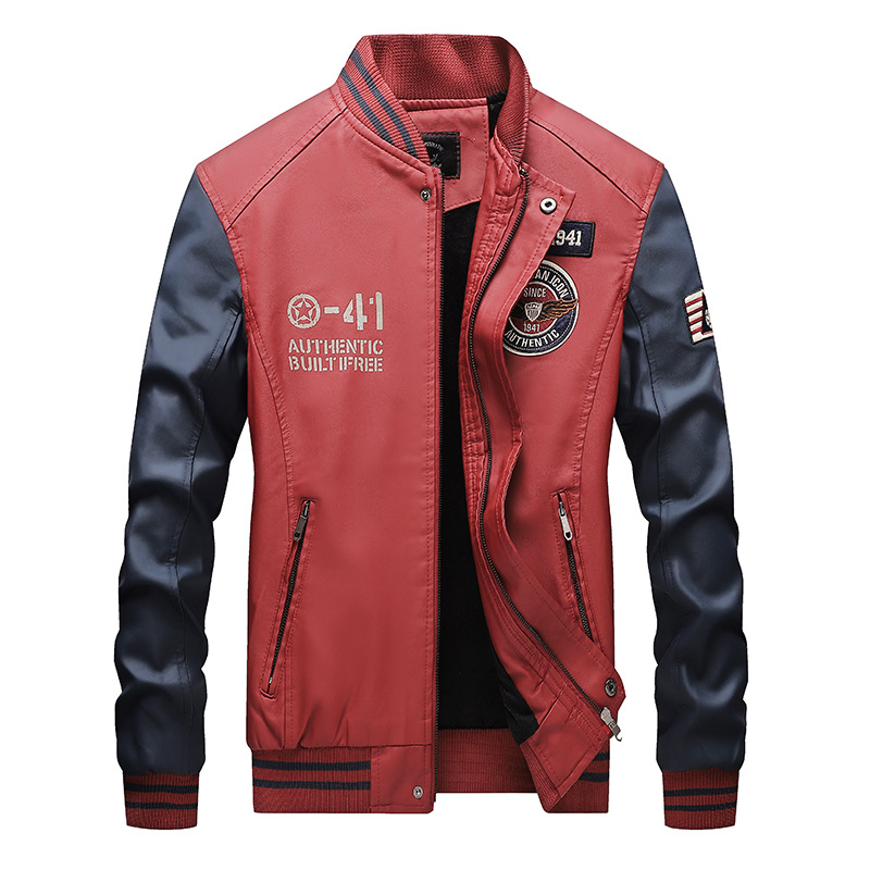 Cross-border exclusive for Amazon autumn and winter pu leather men's casual plus velvet padded leather jacket jacket men