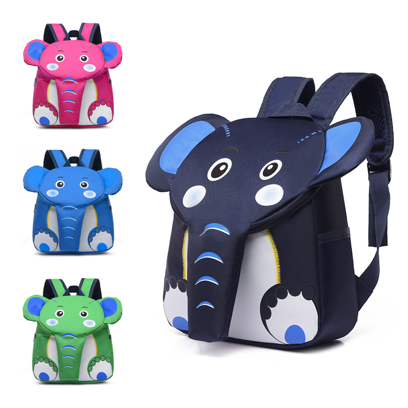 Cartoon Children's Schoolbag Kindergarten 2-5 Years Old Dual Shoulder Bag for Boys and Girls Cute Elephant Backpack Trendy Parent-Child Dual Shoulder Bags