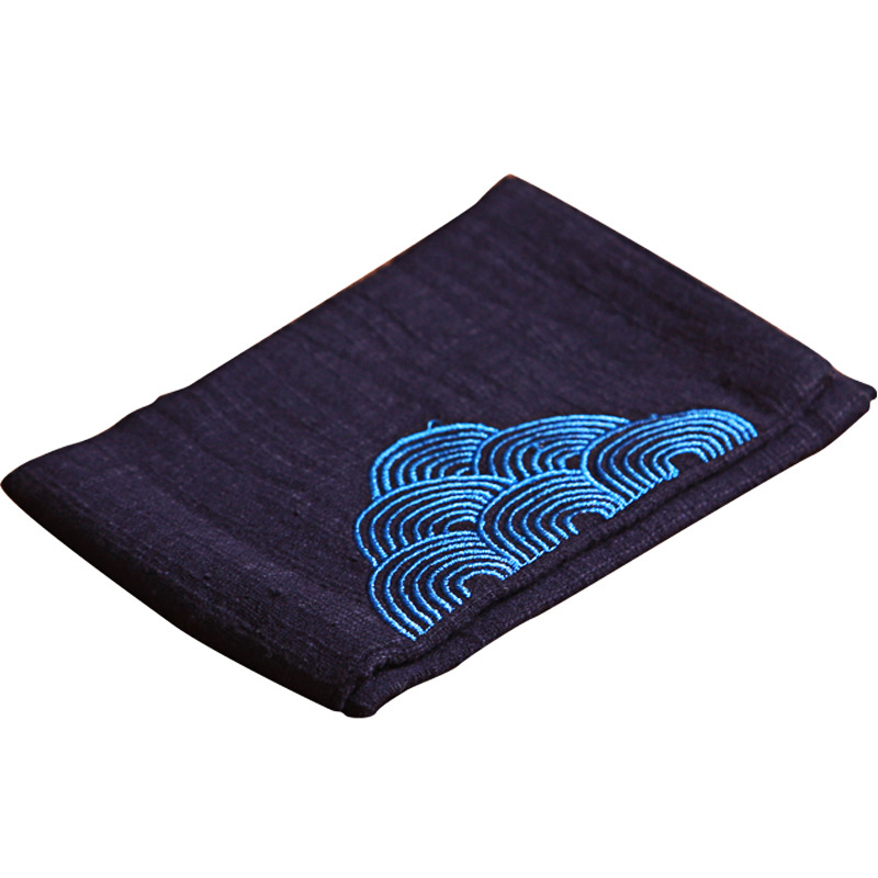 Excellent Tea Ceremony Embroidered Hemp Tea Towel Japanese Fabric Thickened Absorbent Tea Cloth Zen Kung Fu Tea Set Towel Rag