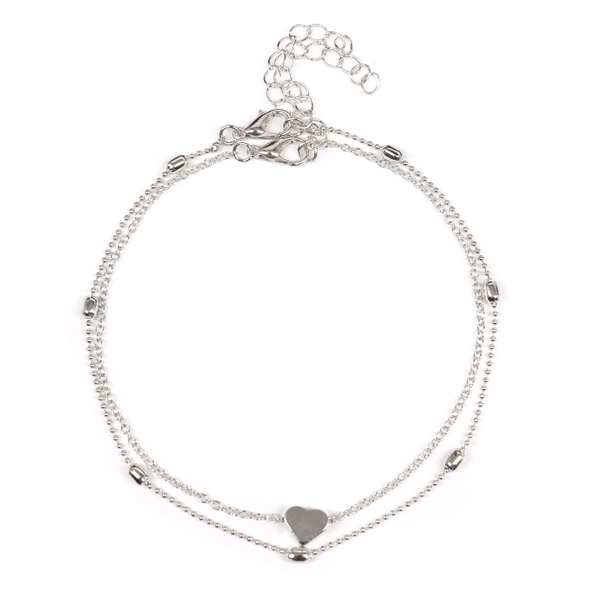 Cross-border summer beach new ballpoint chain love heart heart shaped anklet ankle accessories Amazon AliExpress hot sale