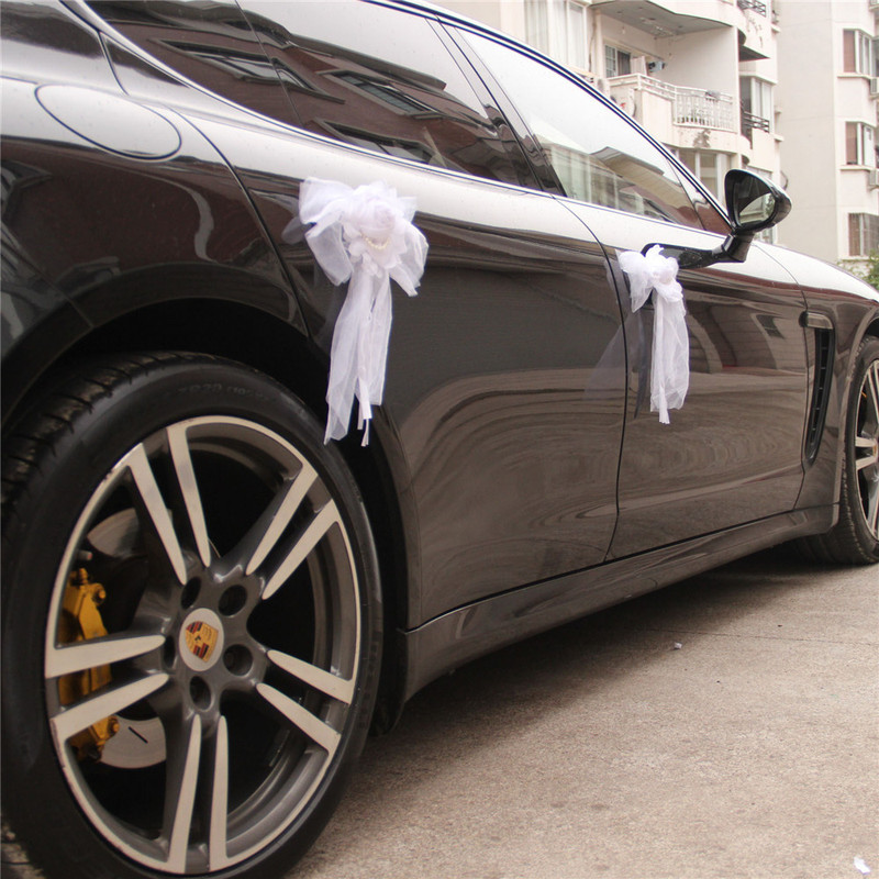 結婚式の車の装飾フェスティバルパーティー車の装飾レースの花椅子蝶ネクタイ結婚式の胸の花|undefined