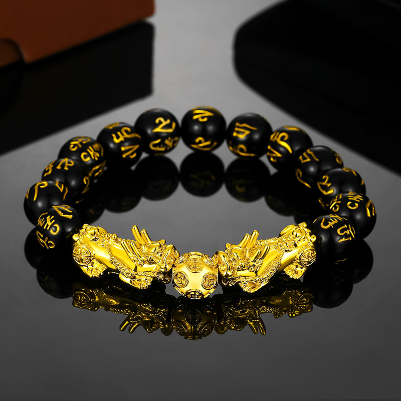 Gold Vietnamese sand gold brave bracelet Piqiu obsidian bracelet explosions spell a lot of supply gifts_voghion.com