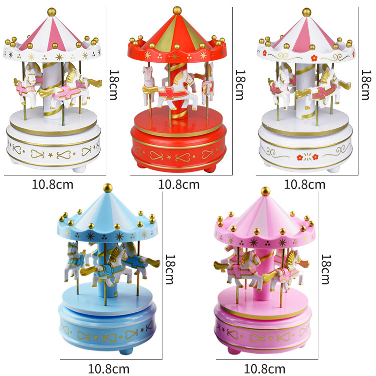 New Carousel Music Box Cake Ornaments Birthday Gift Children's New Toys Trojan Decoration Ornaments