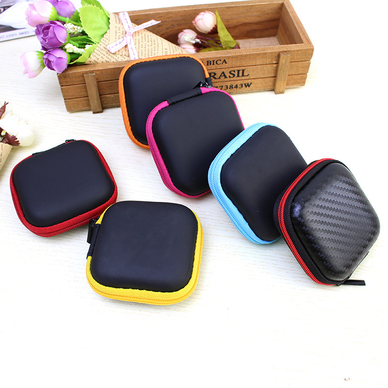 PU zipper manufacturers supply eva anti-pressure anti-fall storage data cable packaging box square earphone storage bag
