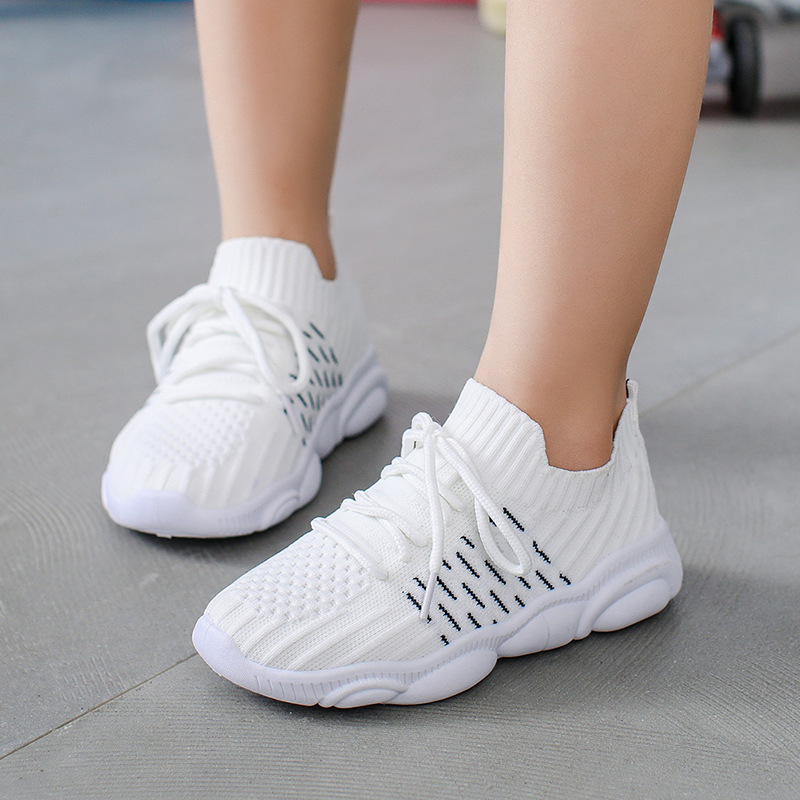 New Men's and Women's Sports Shoes Solid Soft Sole Running Shoes Breathable Student Casual Shoes Children's Shoes White Shoes