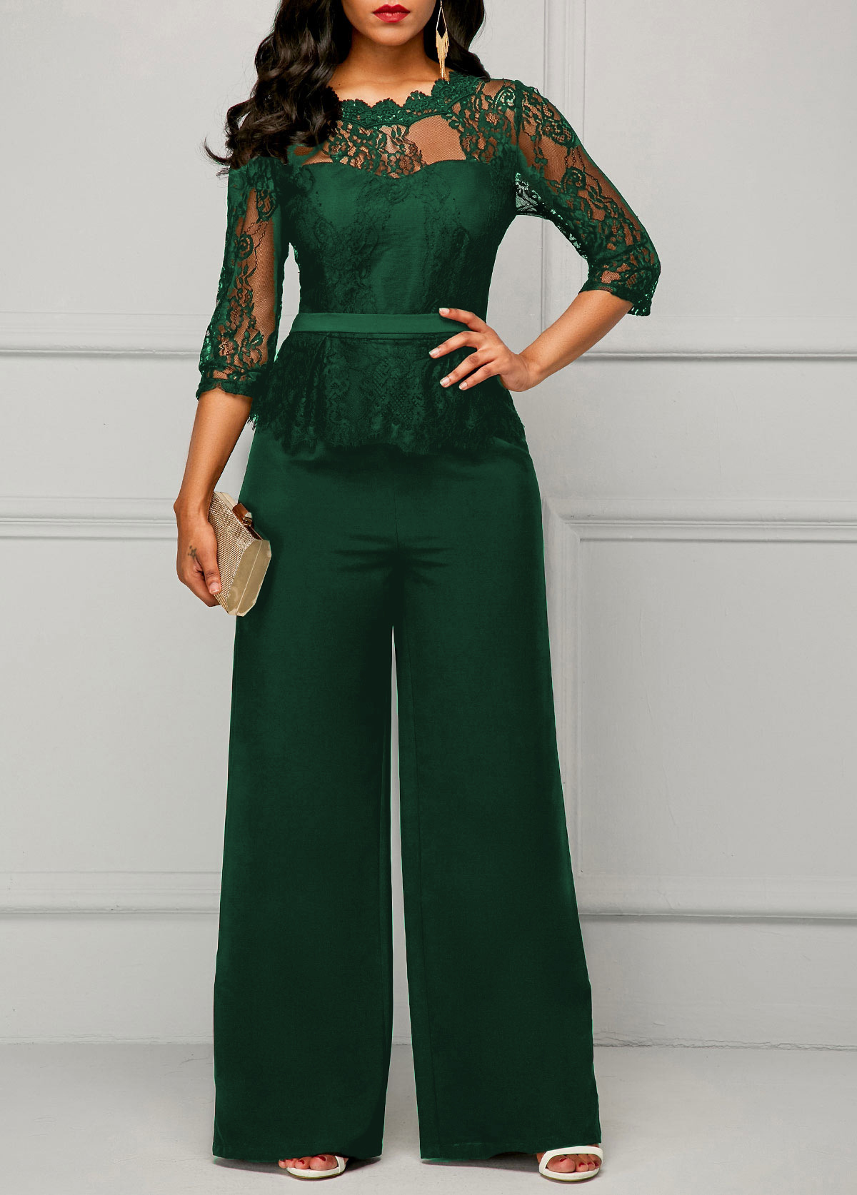 2019 summer new European and American Foreign Trade women's clothing Amazon Dunhuang AliExpress ebay sexy lace jumpsuit