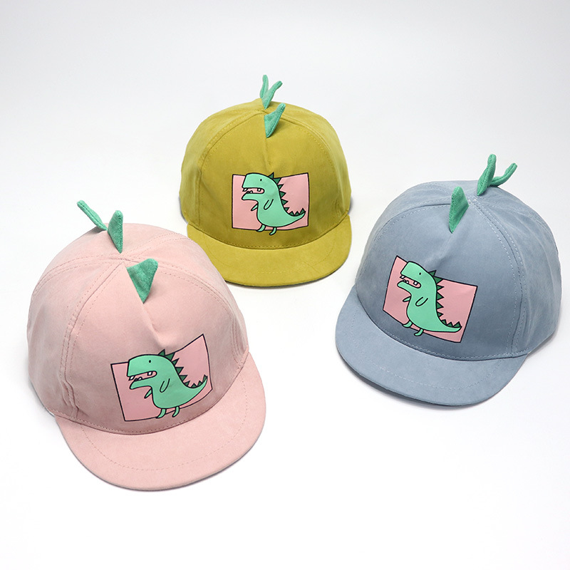 Children's Hat Spring New Cartoon Dinosaur Baseball Cap Trendy Men's and Women's Baby's Sun Hat Korean Style Flat Rim Cap