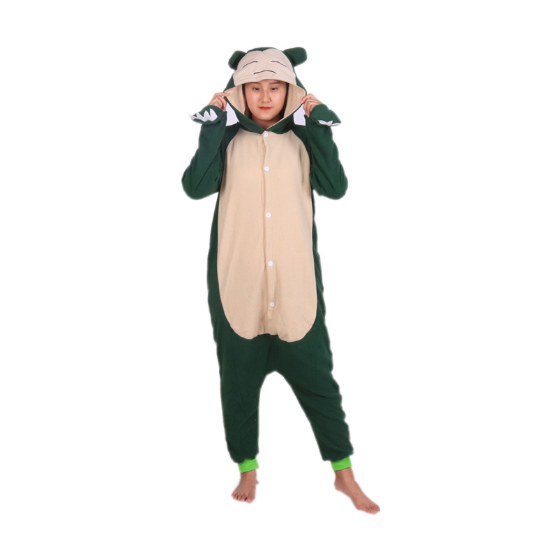 Manufacturer in stock cartoon animal one-piece pajamas Kabi beast polar fleece long sleeve couple autumn and winter Foreign Trade home wear
