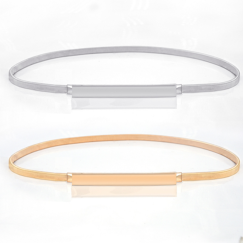 Elastic thin belt women's skirt Golden elastic waist chain decoration dress simple all-match metal waist skirt