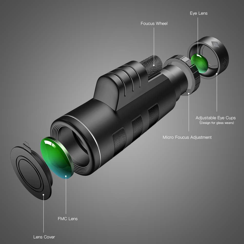Lijian Mobile Phone Lens Low Light Level Night Vision Outdoor High Definition Telescope 40x 60 High Power Mono Telescope Lens