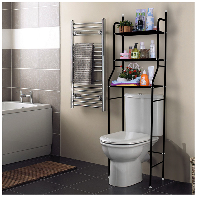 Free Shipping Bathroom Toilet Toilet Storage Rack Punch-free Washing Machine Storage Rack Toilet Shelf Three-layer Floor