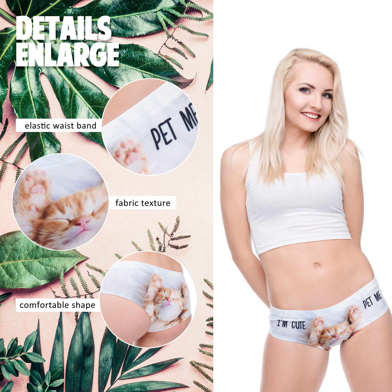 Cat duck chicken dog panda print seamless breathable ladies underwear low waist sexy sexy briefs foreign trade
