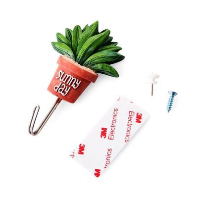 Factory Direct plant pot stainless steel hook double-sided adhesive sticker cartoon seamless nail-free sticky hook behind the door