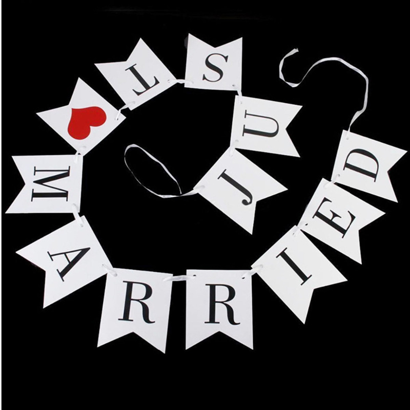 JUST MARRIED Alphabet Fishtail Flag Stage Birthday Party Wedding Wedding Room Decoration Vintage Creative Flower