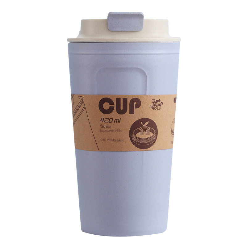 Foreign trade hot bamboo fiber coffee cup with lid creative handy cup student plastic cup wholesale printing logo