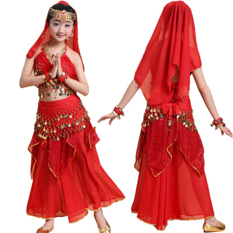 Children's Dance Performance Clothing New Children's Xinjiang Dance Belly Dance Practice Clothing Children's Ethnic Indian Dance Performance Clothing