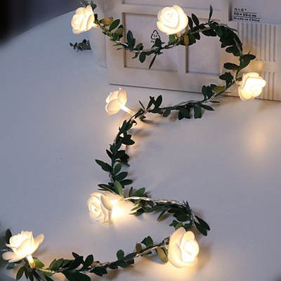 Artificial green leaf rattan led light string rose vine with light Christmas decoration DIY Garland LED string light manufacturer