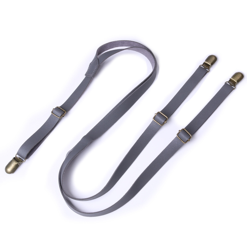 Adult Suspender Clip Men's and Women's Universal PU Leather Narrow 1.5cm Cross 4 Clip Jeans Suspenders