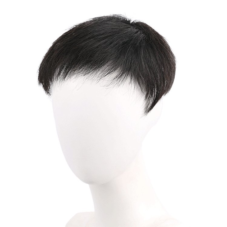 Yi Zi men's wig mechanism replacement piece hair inch short hair top wig real hair middle-aged and elderly people replacement piece wholesale