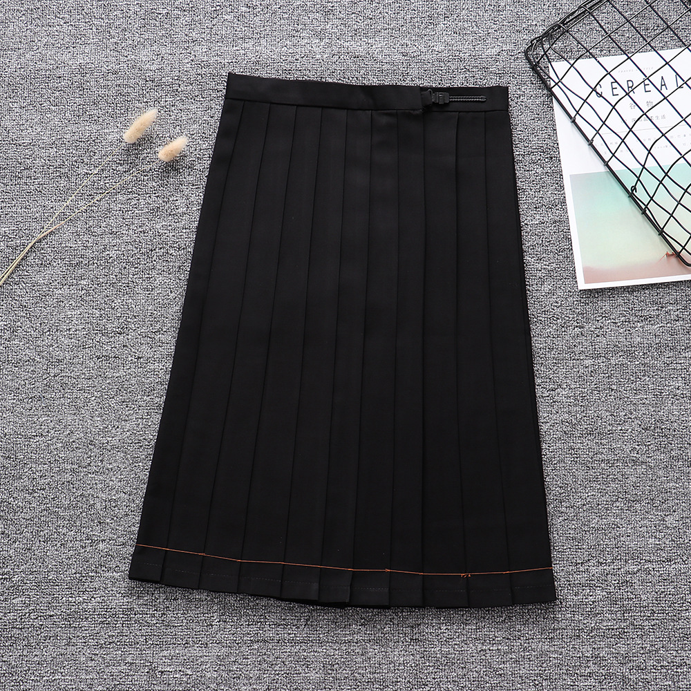 New solid color pleated skirt JK uniform skirt student High waist Japanese pocket 42cm-80cm multiple length skirt