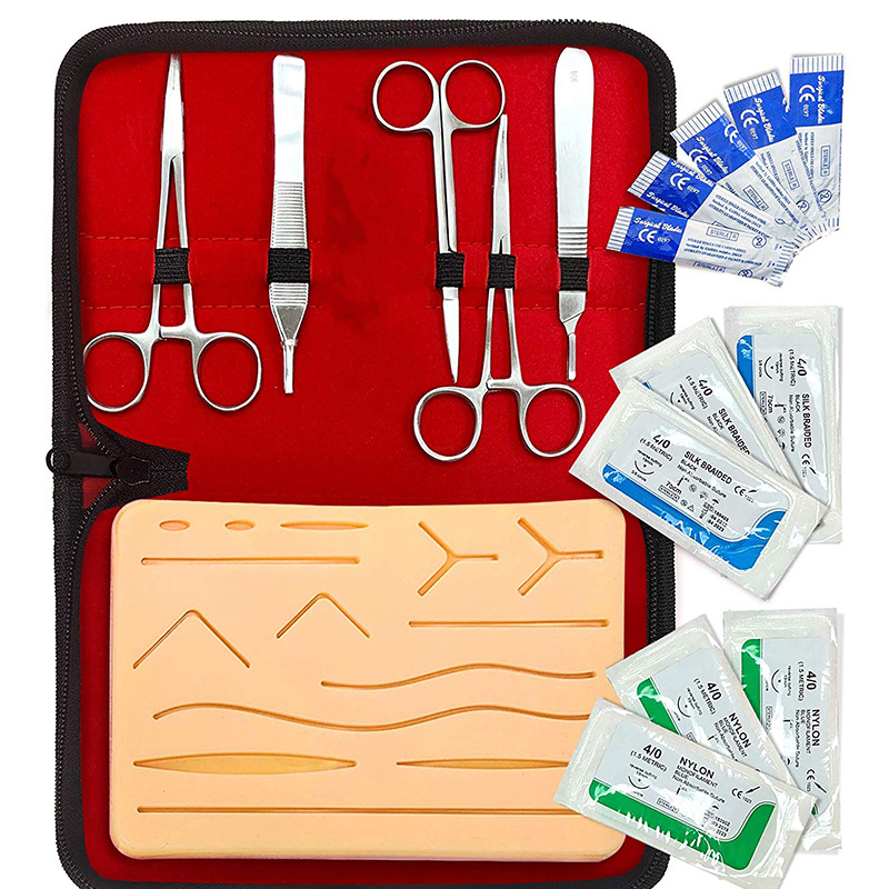 17 pieces biological anatomy tool suture silicone thread experiment equipment tool scissors tweezers knife handle teaching instrument