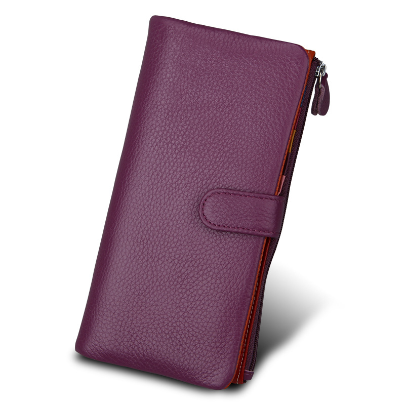 Hot sale candy color genuine leather women's wallet multi-card card holder multi-card wallet clutch