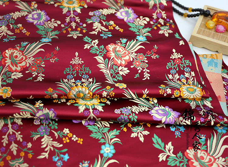 Begonia flower brocade clothing fabric ancient costume Hanfu kimono Tang suit cheongsam silk fabric containing silk