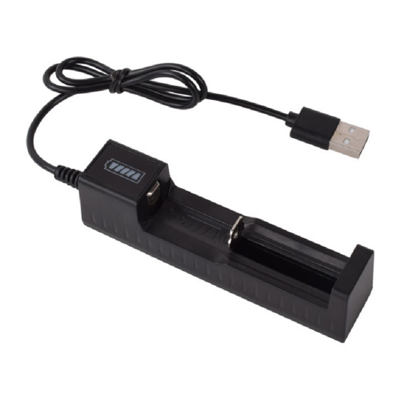 Manufacturers 18650 lithium battery 3.7V4.2V14500USB single slot charging small fan flashlight headlight charging box