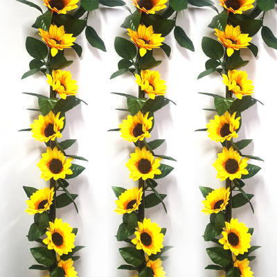 Sunflower Rattan Artificial Flowers 10 Large Sunflower Rattan Real Scene Decoration Home Pipe Winding Support Cross-Border