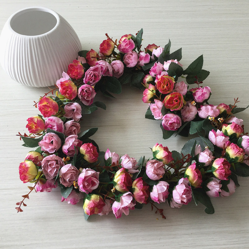 European-style simulation rose heart-shaped wreath wedding room wedding opening decoration wreath road guide decoration home fake flowers
