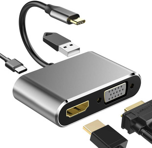 Док-станция расширения Type-C в HDMI VGA USB3.1 PD USB-C четыре в одном HD-конвертер с поддержкой 4K