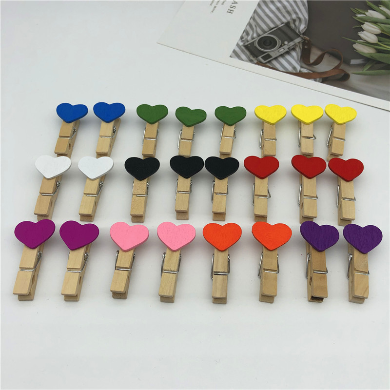 Love decorative wooden clip handmade DIY Hemp rope/photo/Note wooden clip Korean style small wooden clip