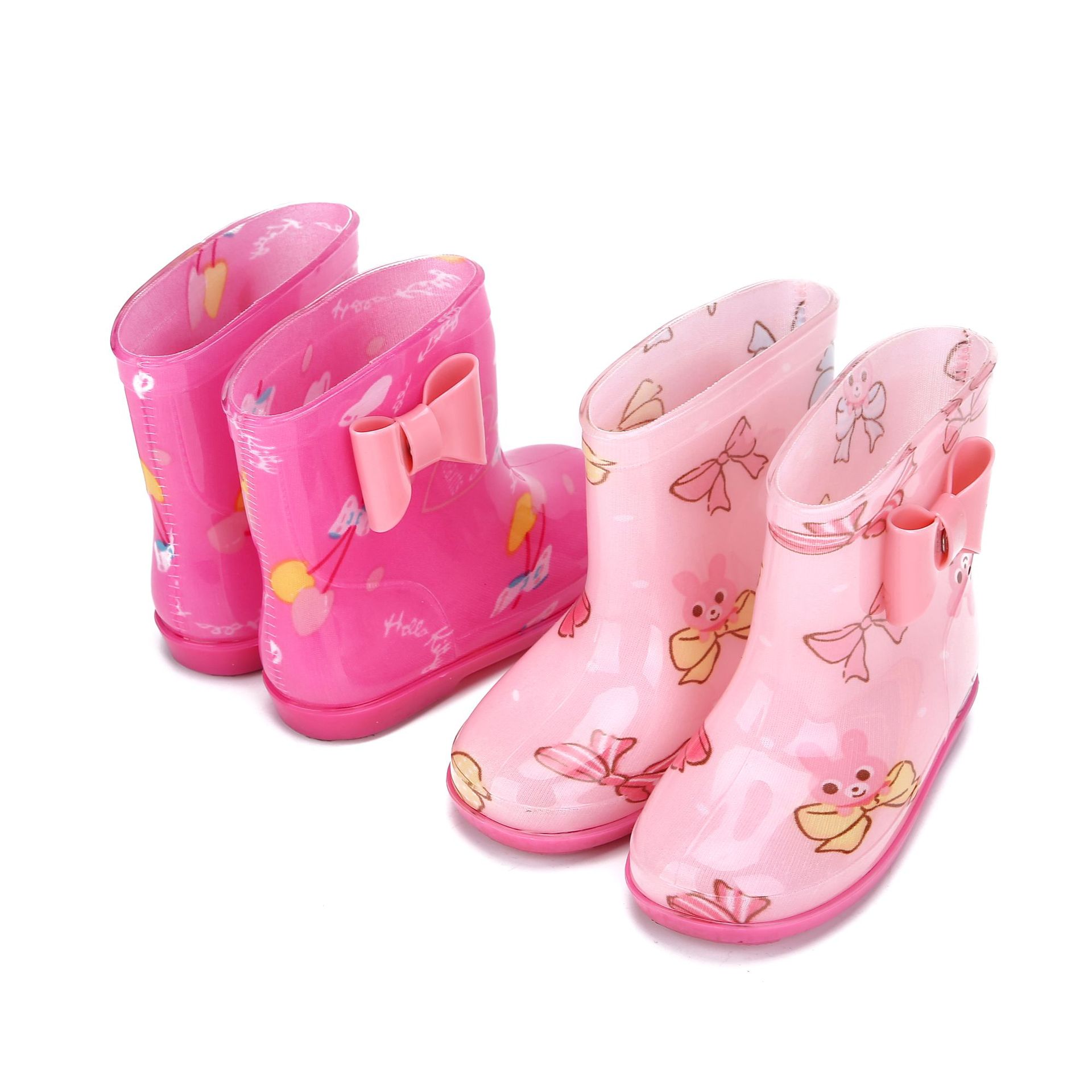 Star-chasing foot small flower cloth bow export Japan and South Korea fashion Children's rain boots baby rain boots girls a generation of hair