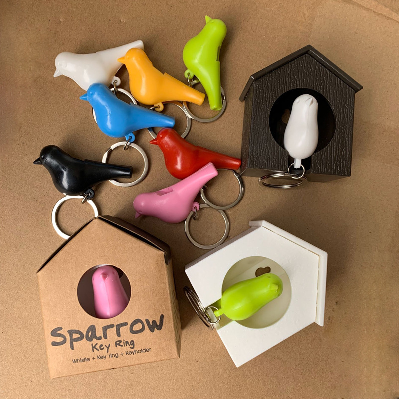 Creative Whistle Bird Keychain Single Bird House Key Storage Anti-lost DIY Couple Creative Home Decoration Gift