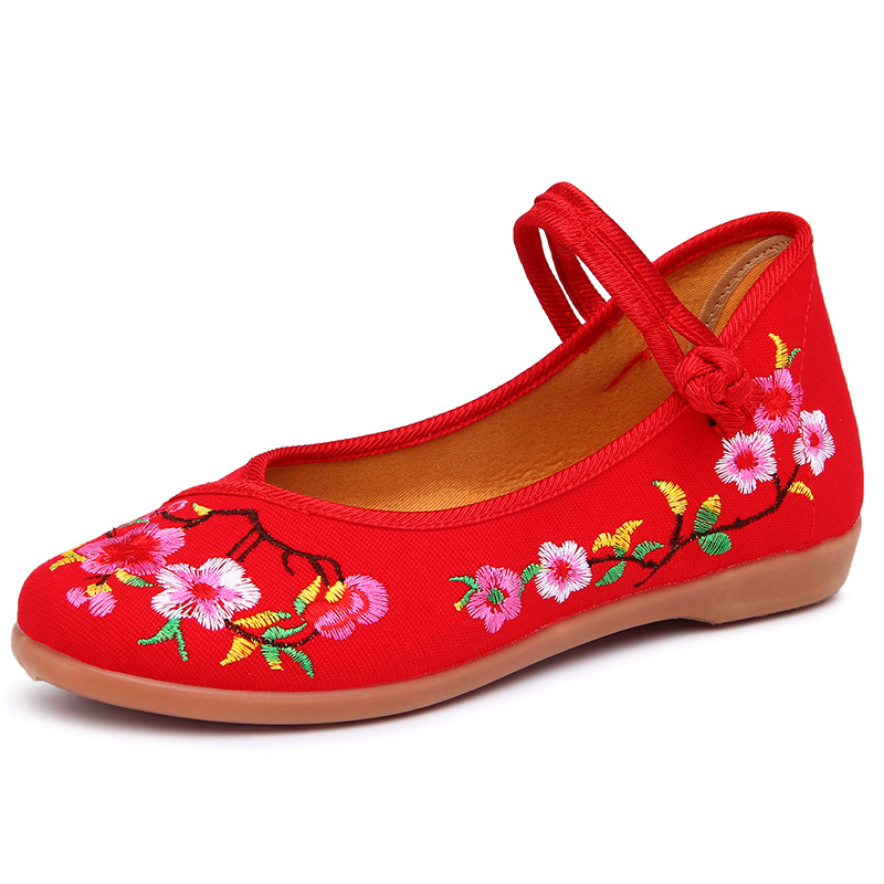 Spring and Summer New Old Beijing Cloth Shoes Women's Shoes Flat Embroidered Shoes Beef Sole Old Age Soft Sole Mother Shoes Casual Shoes