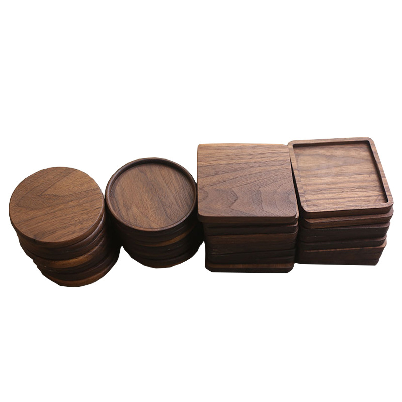 Wooden Coaster Black Walnut Square Coaster Wooden Insulation Pad Solid Wood Coaster Engraved Logo