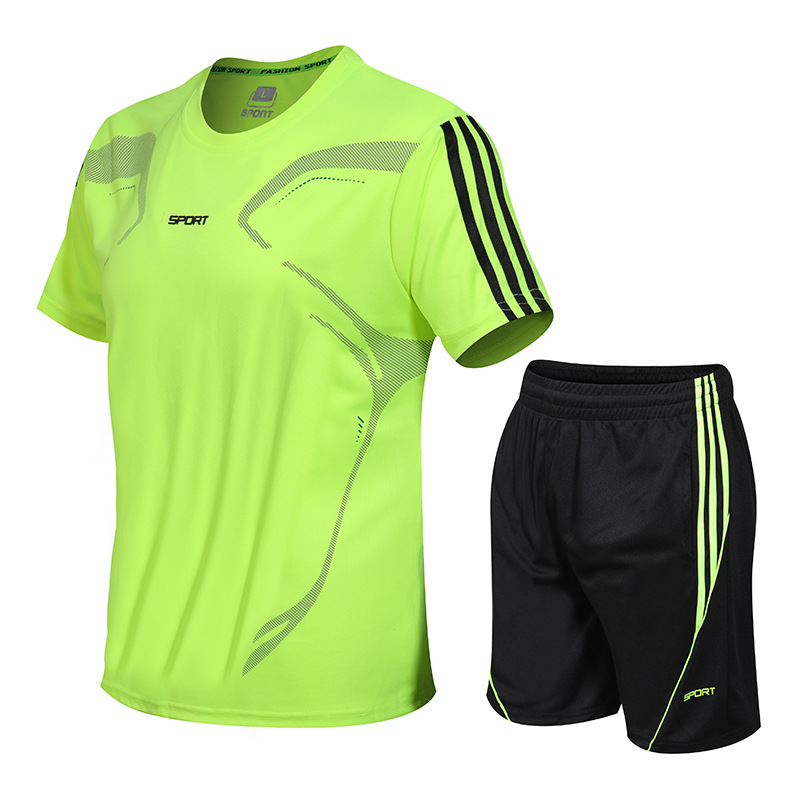 2024 Summer Men's Casual suit Short-sleeved Plus Size Plus Size Fat Men's Sports Shorts Slim-fit Fitness Clothes