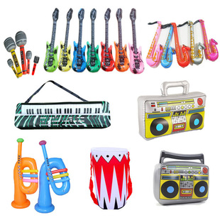 Cross-border commodity children inflatable musical instrument toy PVC inflatable guitar children stage inflatable props microphone