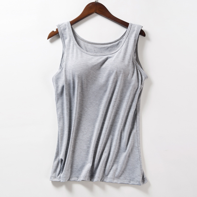 Women's Summer Cup Cover One-piece Base Vest Solid Color Modal Yoga Wide Shoulder Strap Sleeveless Sling Base Shirt