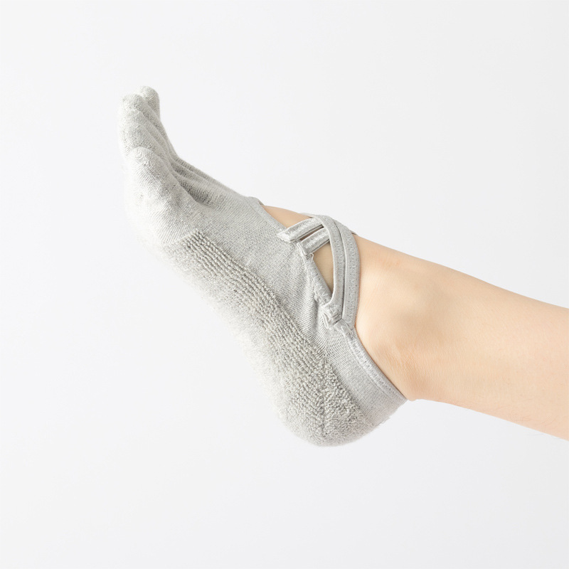 New towel bottom five finger socks combed cotton thickened warm dispensing Korean yoga socks double cross band dance socks
