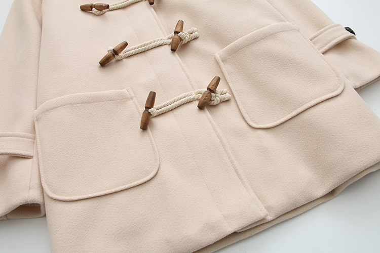 Cappotto di lana con bottoni in legno doppio da donna, autunno e inverno, nuovo stile coreano, piccolo cappotto di lana di media lunghezza S29810_voghion.com
