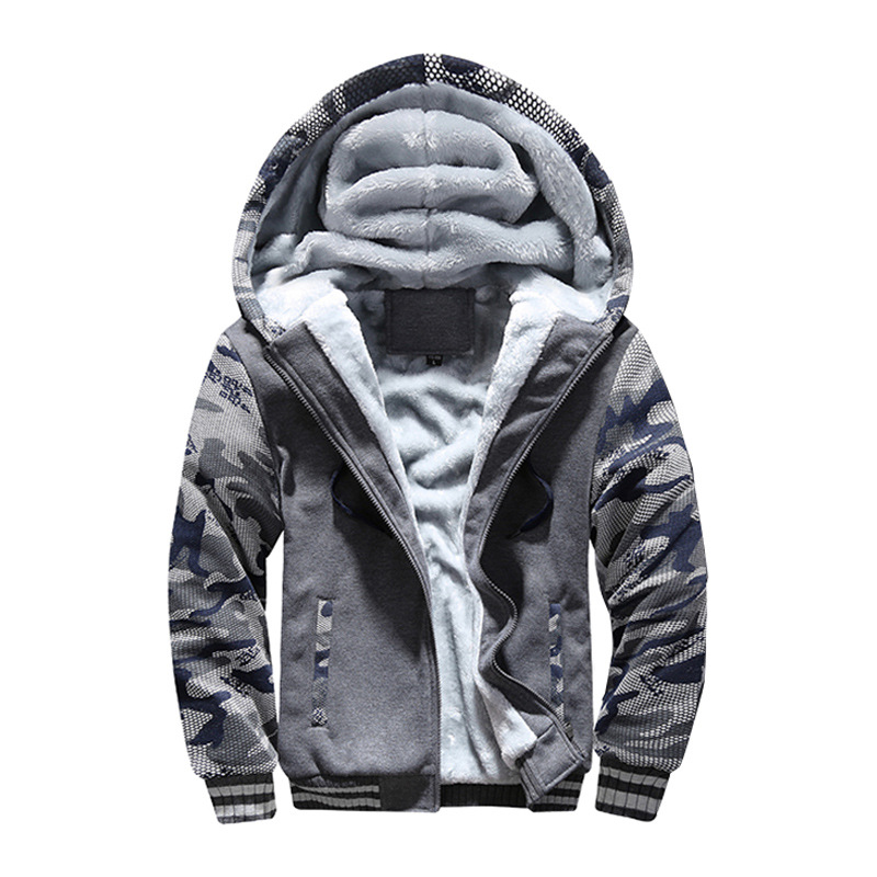 Cross-border European and American European Code New Winter fleece-lined Men's Camouflage Sportswear Casual Youth Coat Thickened Sweatshirt