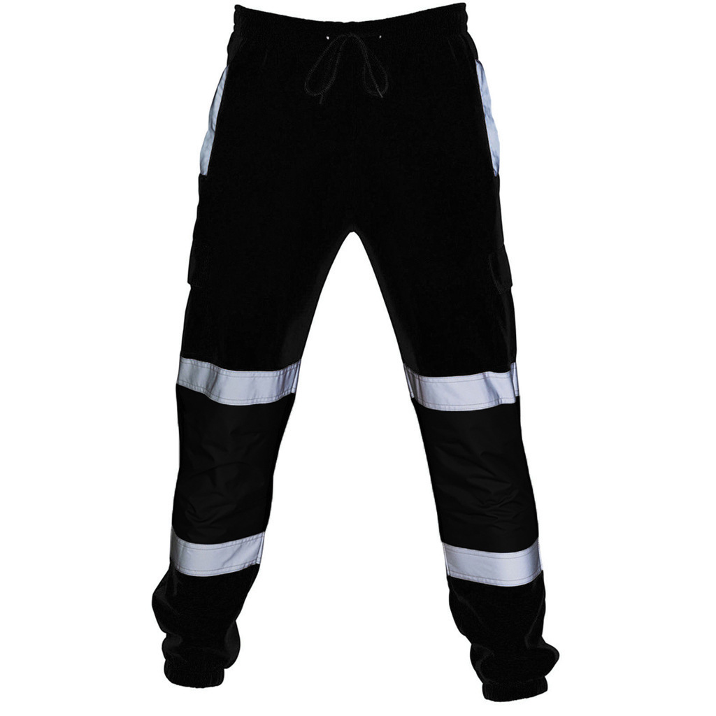 Amazon autumn and winter new men's casual pants European and American stitching silver reflective strip toe overalls sports men