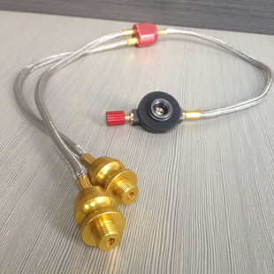 Factory supply flat gas tank one-two transfer pipe camping stove head accessories can connect two stove heads at the same time