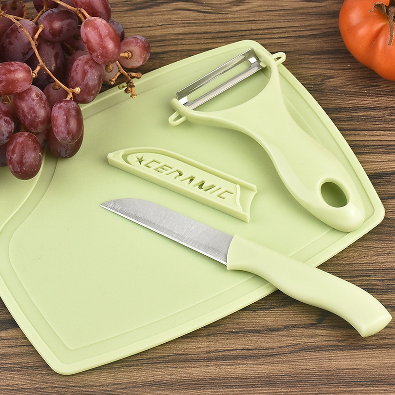 不锈钢三件套水果刀套装 菜板刮刨刀瓜果刀削皮器厨房小刀 礼品刀