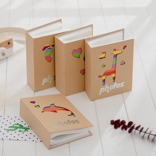 6 inch 100 simple color Kraft paper photo album insert pocket children's baby Amazon photo album