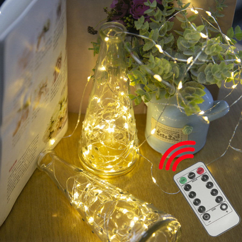 LED copper wire lamp remote control USB copper wire lamp holiday decoration small colored lamp 8 function waterproof battery box copper wire lamp string