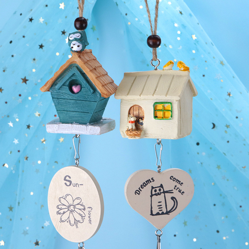 zakka cute cute resin wind chimes ornaments creative cartoon bird car pendant wholesale resin crafts