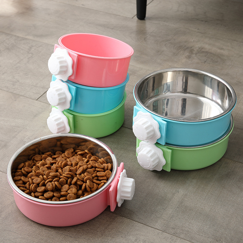 Pet Bowl Dog Bowl Hanging Cat and Dog Drinking Basin Cat Bowl Stainless Steel Bowl Fixed Cat and Dog Basin Rabbit Food Basin Large Size